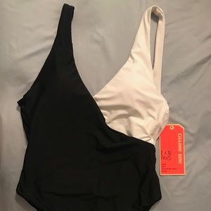 One piece color block swimsuit